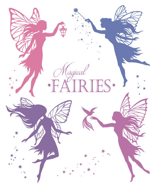 Набор векторных иллюстраций сказочного силуэта