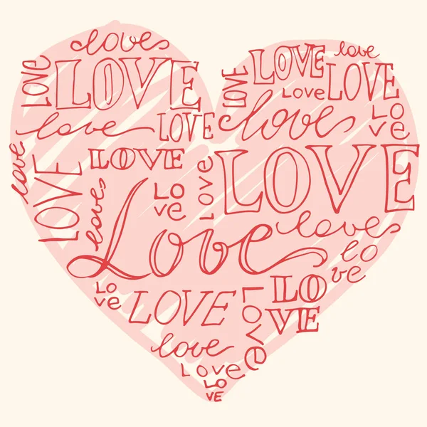 Heart love lettering vector illustration — Stock Vector