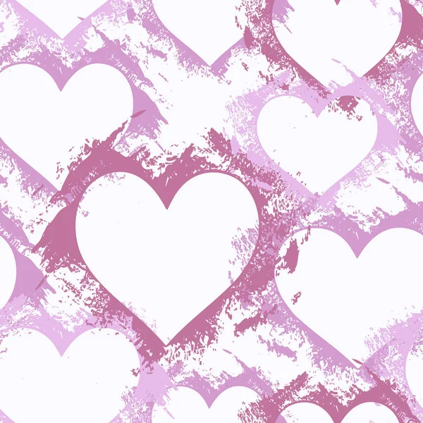 Hand paint acrylic heart seamless vector pattern — 스톡 벡터