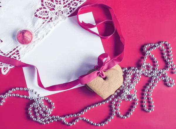 Valentine's Day vintage romantic love background,cookie hearts, — 스톡 사진
