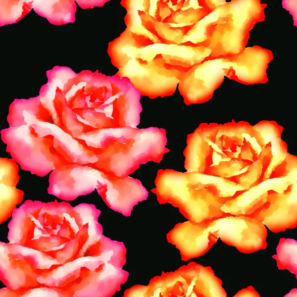 Illustration vectorielle aquarelle rose pleine soufflée rouge . — Photo