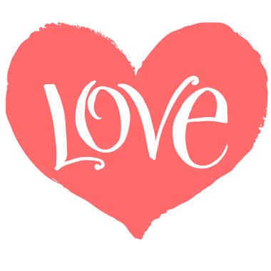 El boyası vektör kalp silueti el yazısıyla grunge tarzında.