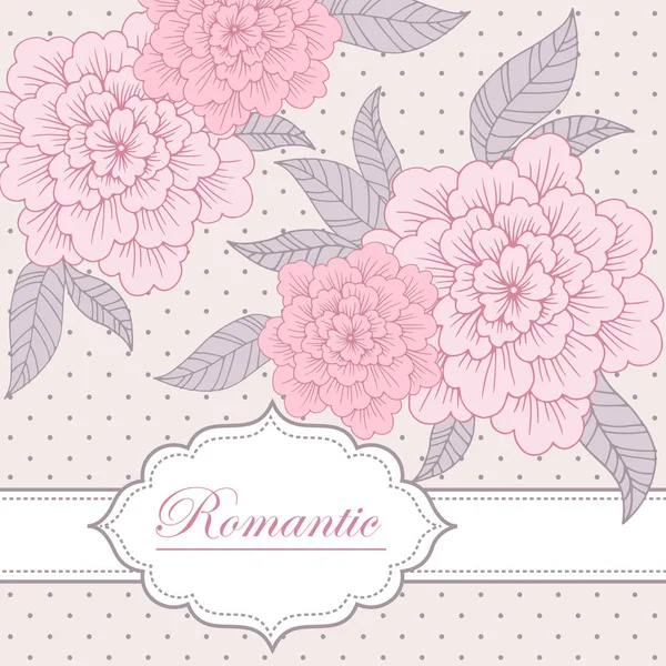 Vintage bloemige romantische hand getekend vector achtergrond, sjabloon f — Stockvector