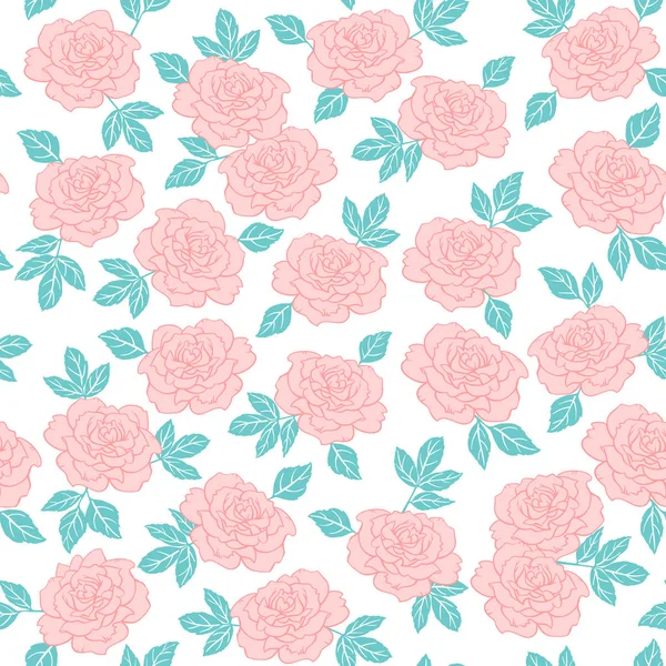 Rosa dibujado a mano vector floral patrón sin costura . — Archivo Imágenes Vectoriales