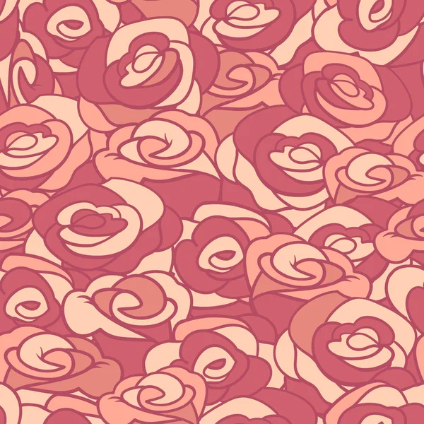 Rosas estilizadas dibujadas a mano, patrón inconsútil vector abstracto — Vector de stock