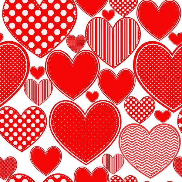 Červená srdce, retro, láska, romantický vektor hladký vzor. — Stockový vektor