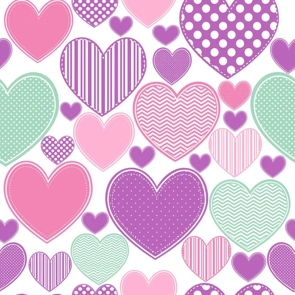 Hearts, vintage, love, romantic vector seamless pattern. — Stock Vector