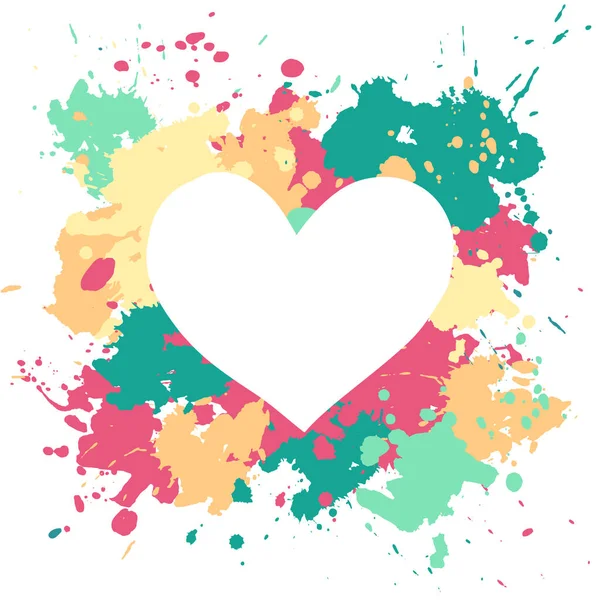 Καρδιά σιλουέτα στο φόντο κηλίδες χρώμα, εικονογράφηση διάνυσμα — Διανυσματικό Αρχείο