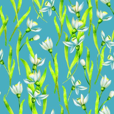 Kar damlası suluboya çiçekleri kusursuz desen