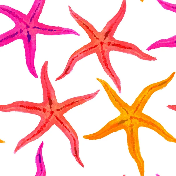 Aquarelverf met de hand seastar, staefish naadloos patroon — Stockfoto