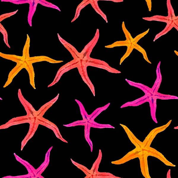 Farba akwarelowa farba morska gwiazda, staefish bezszwowy wzór — Zdjęcie stockowe