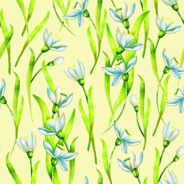 Bucaneve acquerello fiori modello senza soluzione di continuità — Foto Stock