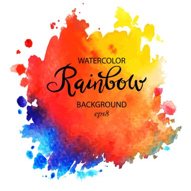 Suluboya el boyası gökkuşağı lekesi, vektör sanatsal çizim