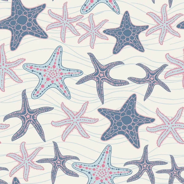 Θαλάσσια αστέρια διάνυσμα αδιάλειπτη μοτίβο — Διανυσματικό Αρχείο