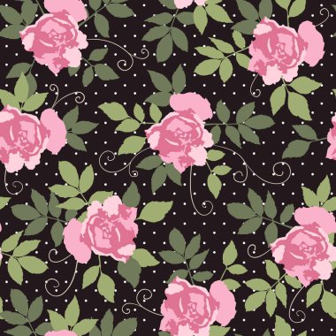 El çizimi pembe güller, vektör pürüzsüz desen. w için arkaplan