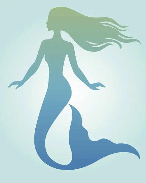 Mermaid, vector silhouette illustration. — Stock Vector