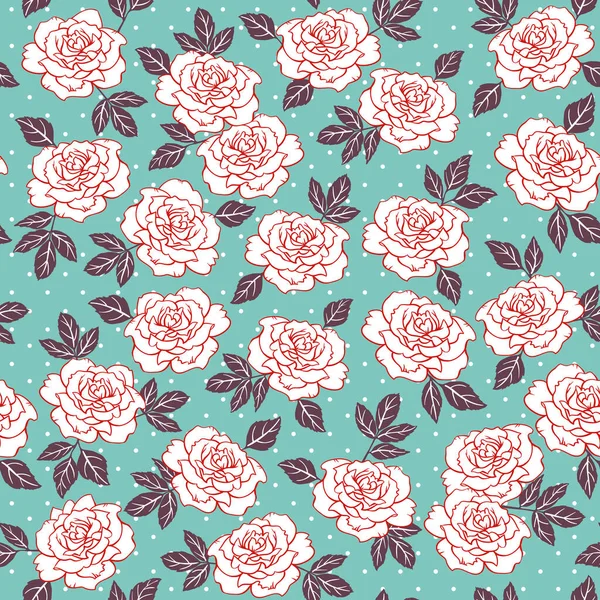 Rosa dibujado a mano vector floral patrón sin costura . — Archivo Imágenes Vectoriales