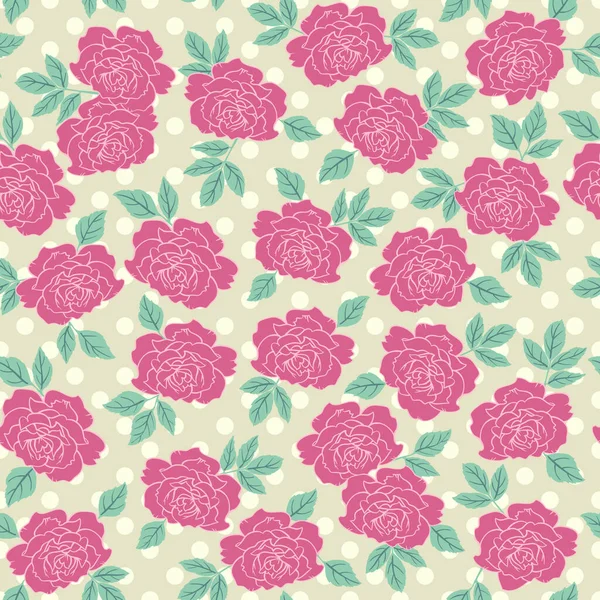 Rosa dibujado a mano vector floral patrón sin costura . — Archivo Imágenes Vectoriales