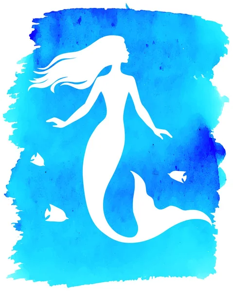 Silueta sirena, ilustración vectorial dibujado a mano aislado en — Vector de stock