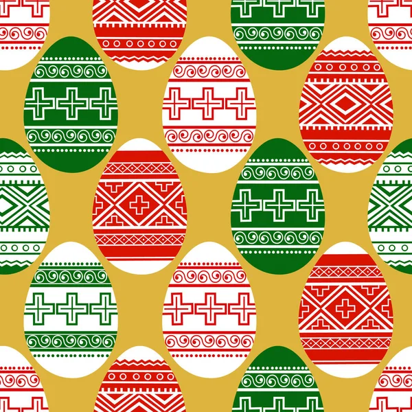 Huevos Ornamentales Pascua Patrón Sin Costura — Archivo Imágenes Vectoriales