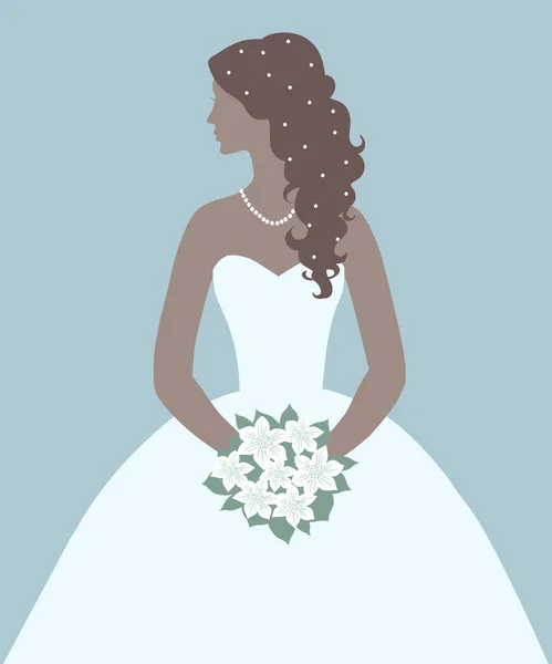 Невеста Букет Профиль Свадебная Прическа Ручной Рисунок Вектор — стоковый вектор