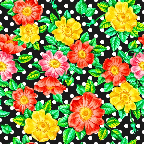 Rózsa Kézzel Festett Akvarell Évjárat Zökkenőmentes Minta Sablon Textil Tapéta — Stock Fotó
