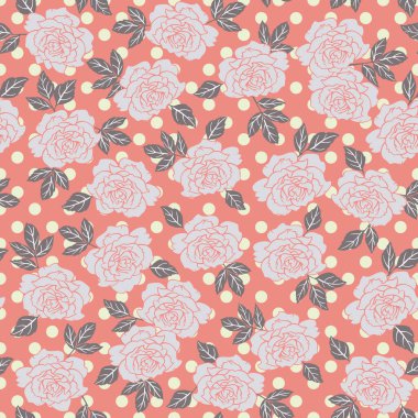 Gül el çiçekli, klasik vektör dikişsiz desen, tekstil şablonu, duvar kağıdı, ambalaj kağıdı.