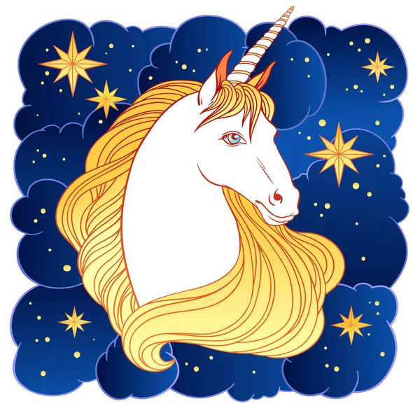 Awan Unicorn Dan Bintang Bintang Gambar Vektor Untuk Logotype Cetak - Stok Vektor