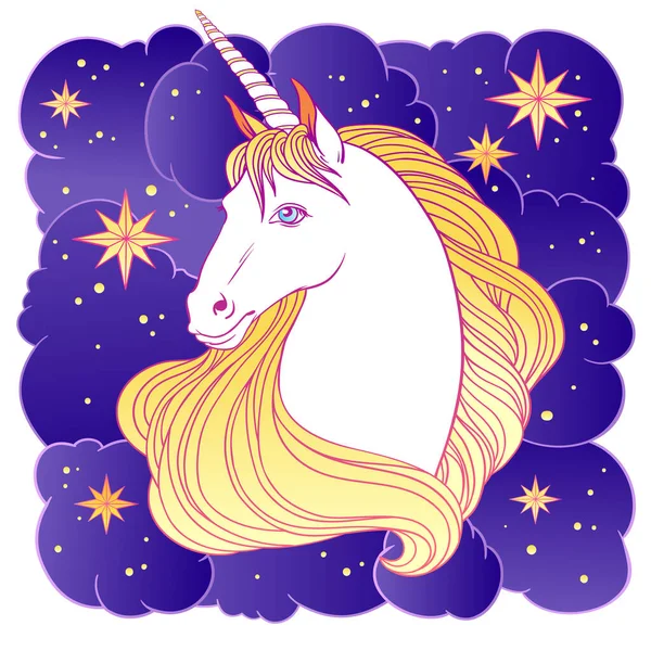 Nubes Estrellas Unicornio Ilustración Vectorial Para Logotipo Impresión Diseño Camiseta — Archivo Imágenes Vectoriales
