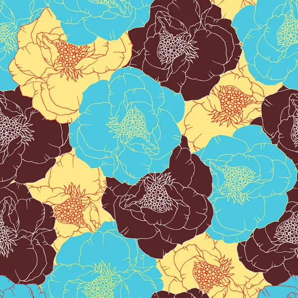 Floral rose dog hand drawn seamless vector pattern for textile, wallpaper.