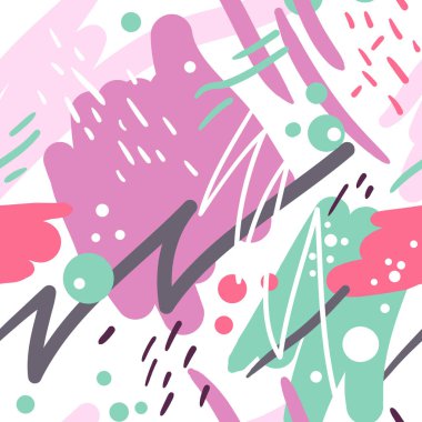 Soyut yaratıcı karalama el çizimi kusursuz desen, vektör illüstrasyonu.