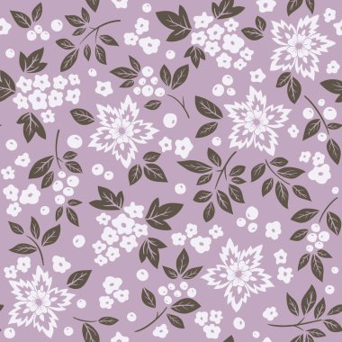 Dekoratif el çizimi çiçek vektörü pürüzsüz desen.