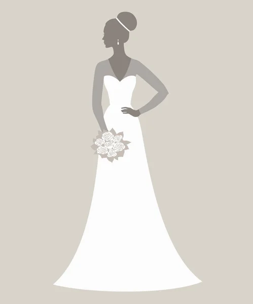 Bride Holding Bouquet Vector Illustration Greeting Card Invitation Banner Flyer — 스톡 벡터