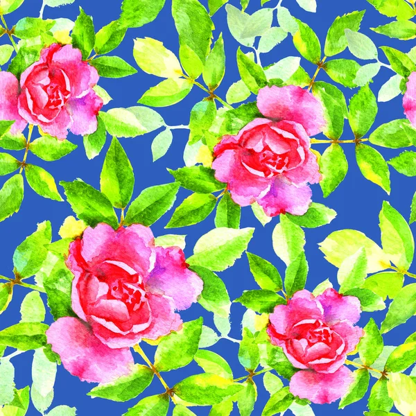 Akvarell Kézzel Festeni Rózsaszín Rózsák Raszter Zökkenőmentes Minta Háttér Honlapok — Stock Fotó