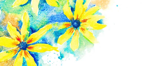 ルドケビア花水彩の背景 グリーティングカードのテンプレート 招待状 バナー — ストック写真