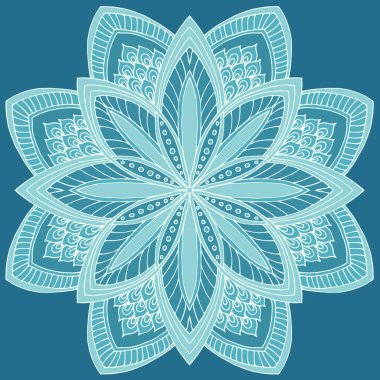 Yuvarlak çiçekli süs deseni. Dekoratif unsur. El çizimi mandala arkaplanı.