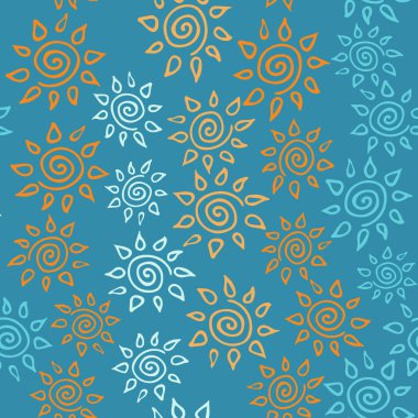 Spiral güneş yaz basit vektör pürüzsüz desen.