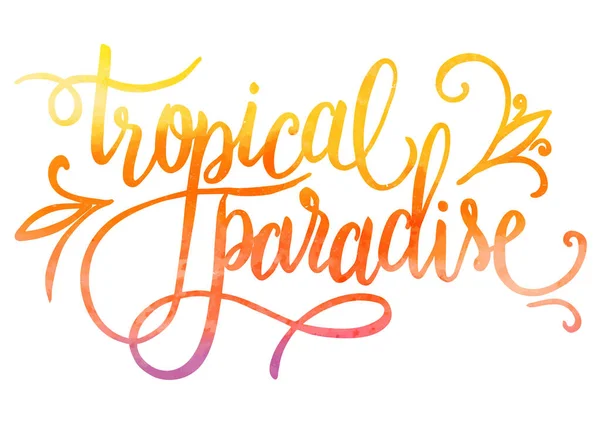 Paraíso Tropical Diseño Letras Escritas Mano Verano Sobre Fondo Más — Archivo Imágenes Vectoriales