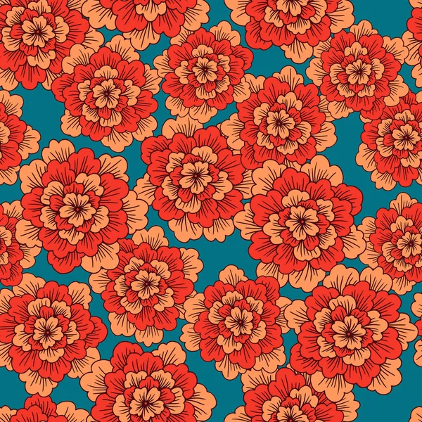 Vektor Nahtlose Muster Mit Abstrakten Handgezeichneten Blühenden Blumen — Stockvektor