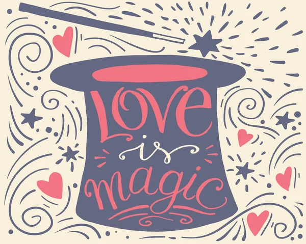 Love Magic Hand Drawn Vector Typographic Poster Hand Written Lettering — Stock Vector