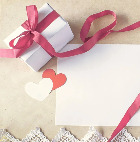 Valentine Day Romantic Template Mock Heart Cookies White Box Gift — 스톡 사진