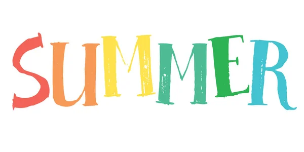 Summer Hand Paint Vector Lettering White Background Summer Design Banner — Stock Vector