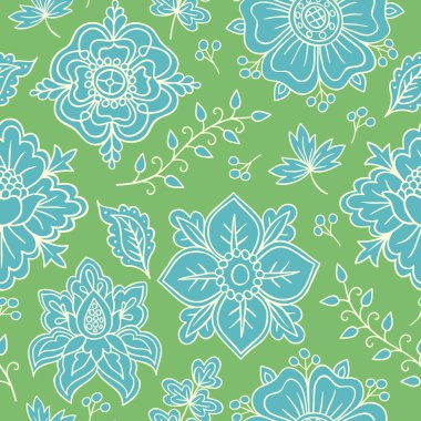 El çizimi çiçekler ve böğürtlenler, soyut vektörler pürüzsüz desen.