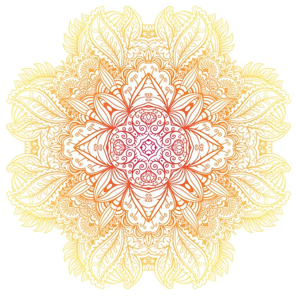Patrón Ornamento Floral Redondo Elemento Decorativo Fondo Mandala Dibujado Mano — Vector de stock