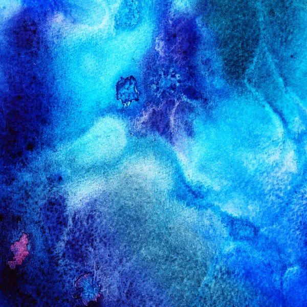 手描き水彩ブルーの質感 抽象的な手で背景を作った — ストック写真