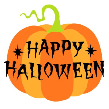 Cadılar Bayramın kutlu olsun, balkabağına el çizimi harfler. Mutlu Cadılar Bayramı için metin pankartı veya arkaplan, el çizimi vektör illüstrasyonu.