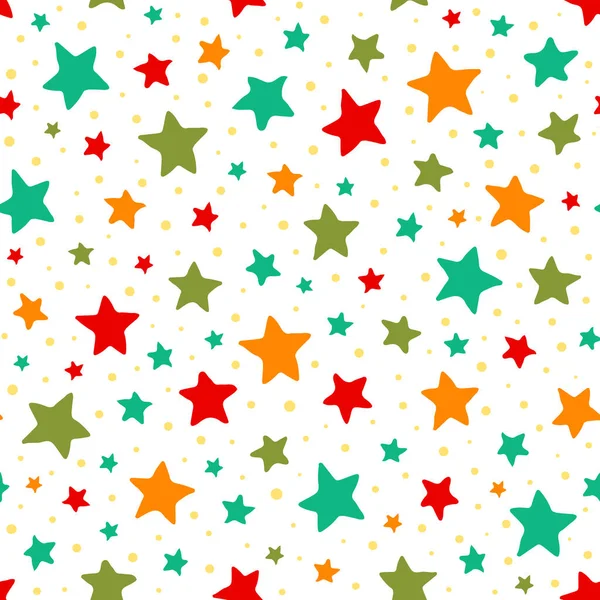 Star Hand Drawn Illustration Retro Vector Seamless Pattern — Stock Vector