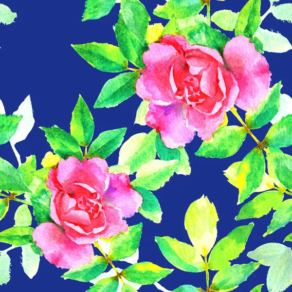 Aquarell Handbemalt Rosa Rosen Rasternahtloses Muster Hintergrund Für Webseiten Hochzeit — Stockfoto