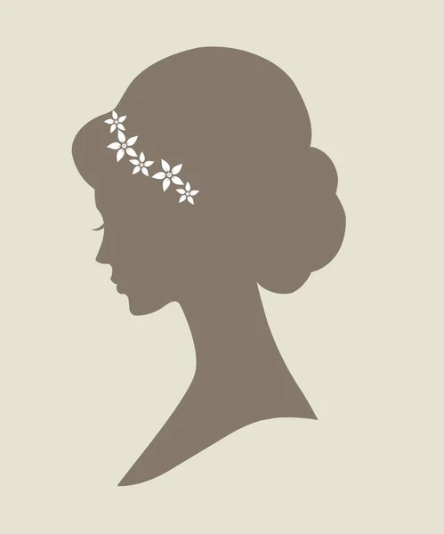 Sylwetka Kobiety Fryzurze Ślubnej Ilustracja Wektora Kartce Okolicznościowej Zaproszenie Wieczór — Wektor stockowy