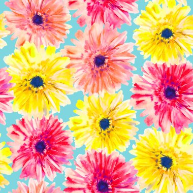 Suluboya el boyası Gerbera pürüzsüz desen.